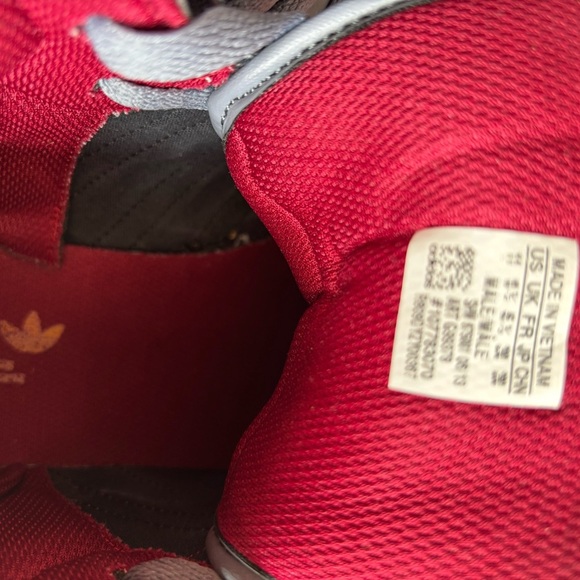 Adidas Gray and Red High-Top Athletic Shoes - Picture 10 of 12